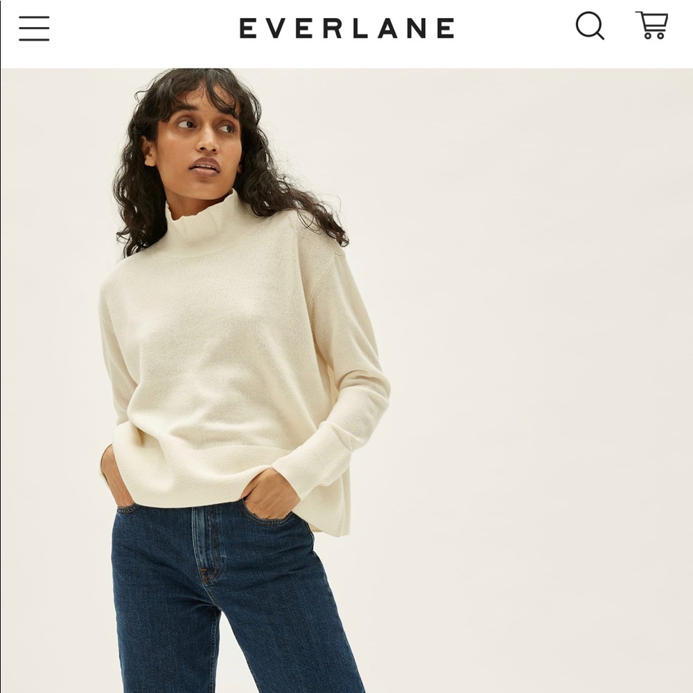Everlane cashmere square turtleneck - off white XS